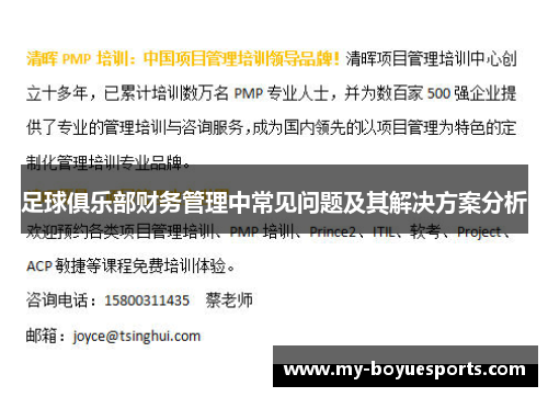 足球俱乐部财务管理中常见问题及其解决方案分析